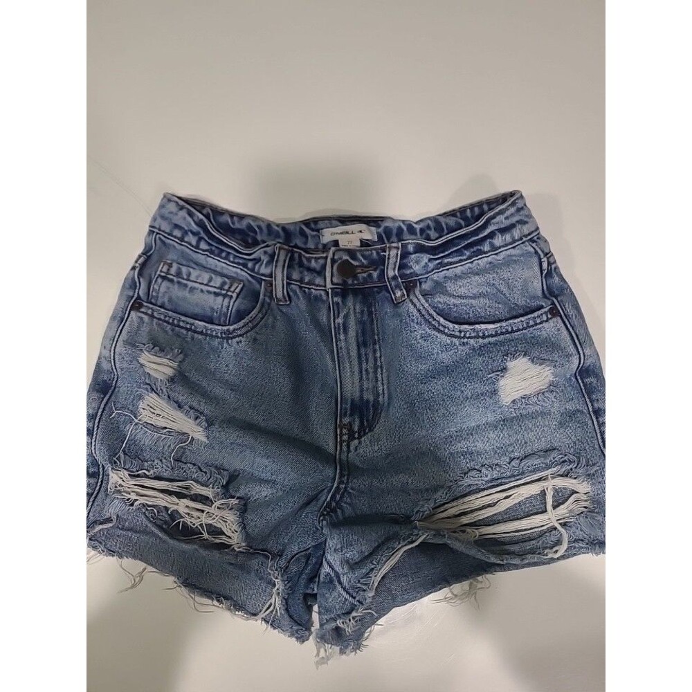 ONeill Cut Off Shorts Blue Womens SZ 27 Distressed Denim Raw Hem Cotton B1